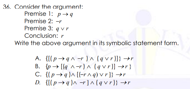 Answered 36 Consider The Argument Premise 1 Bartleby