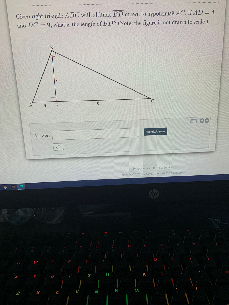 Answered Given Right Triangle Abc With Altitude Bartleby