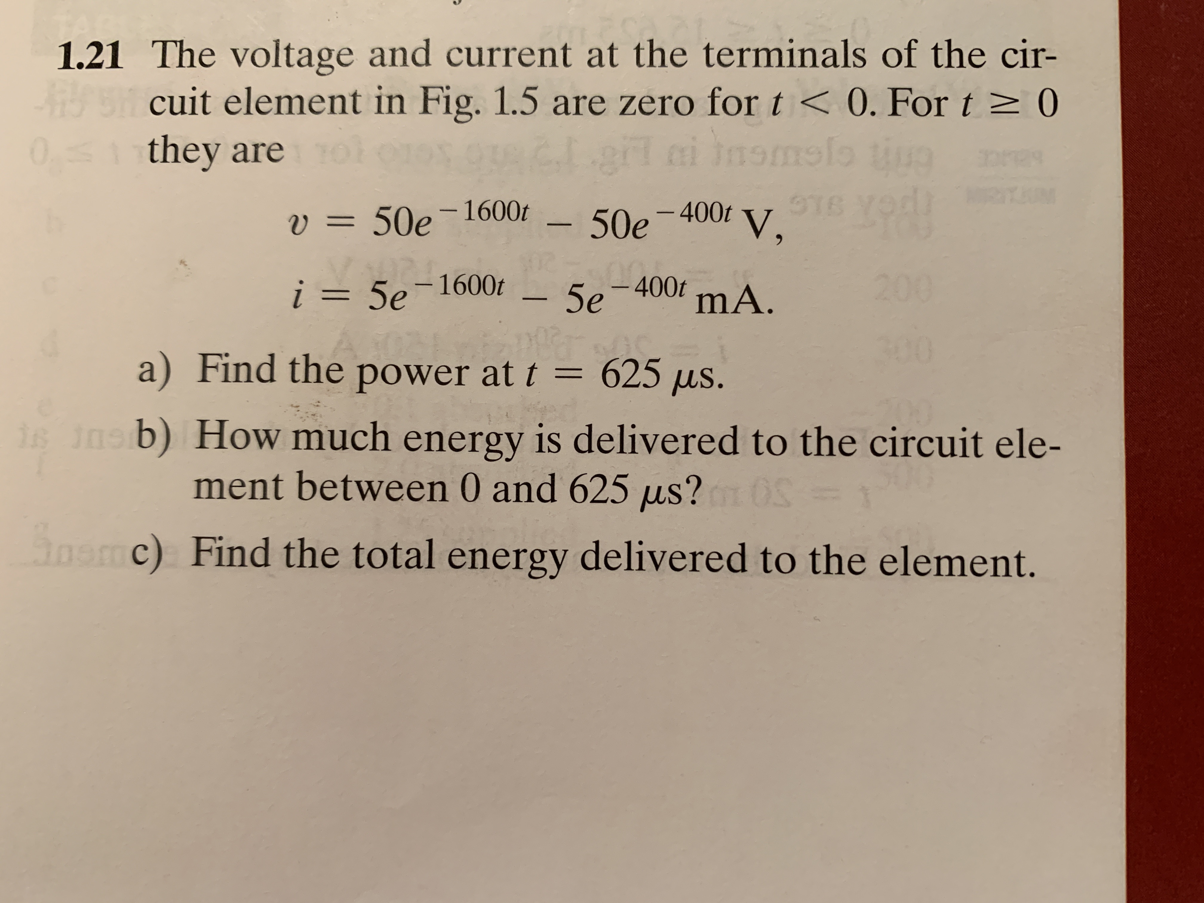 Answered 1 21 The Voltage And Current At The Bartleby
