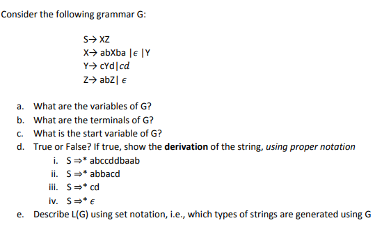 Answered Consider The Following Grammar G S Xz Bartleby