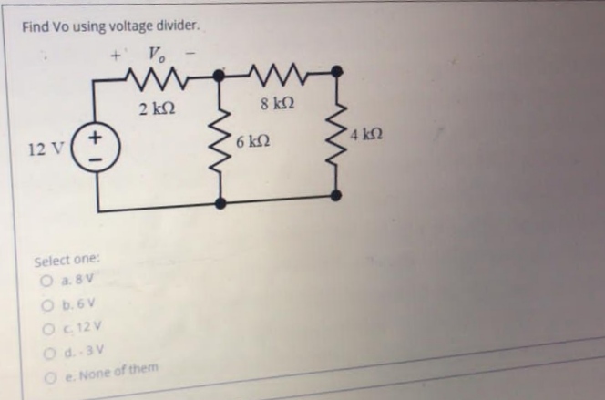 Answered Find Vo Using Voltage Divider V 2 Kn Bartleby