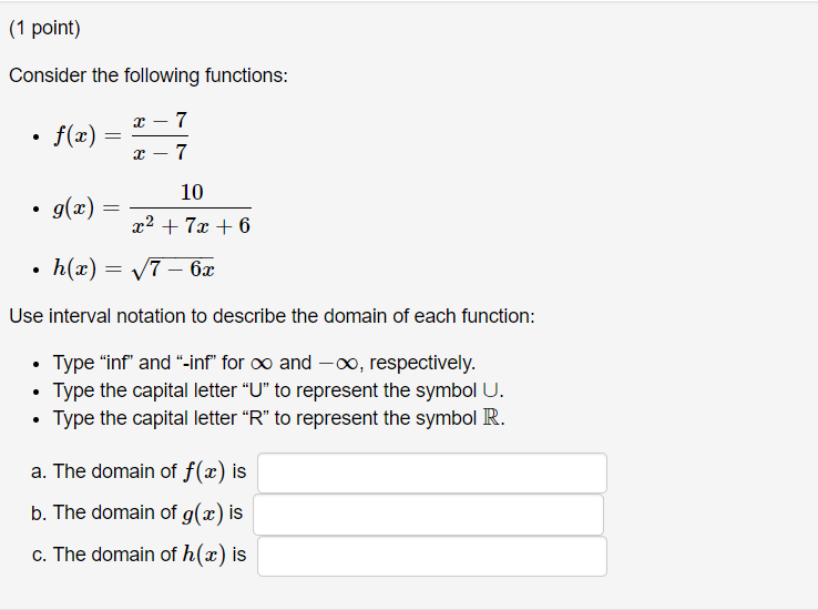 Answered Consider The Following Functions X 7 Bartleby