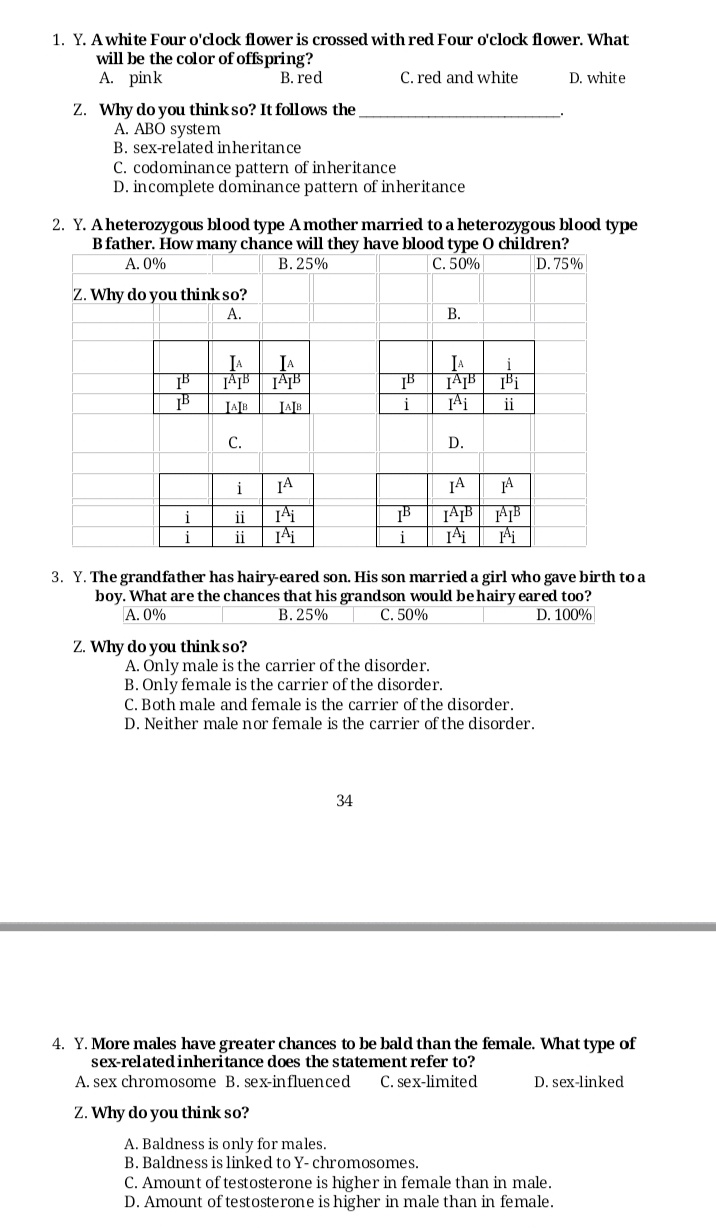 Answered: 1. Y. Awhite Four o'clock flower is… | bartleby