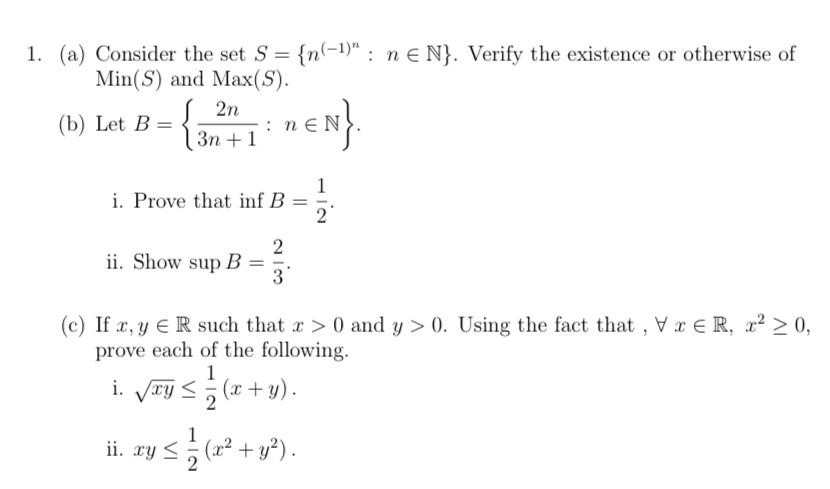 Answered 1 A Consider The Set S N 1 N E Bartleby