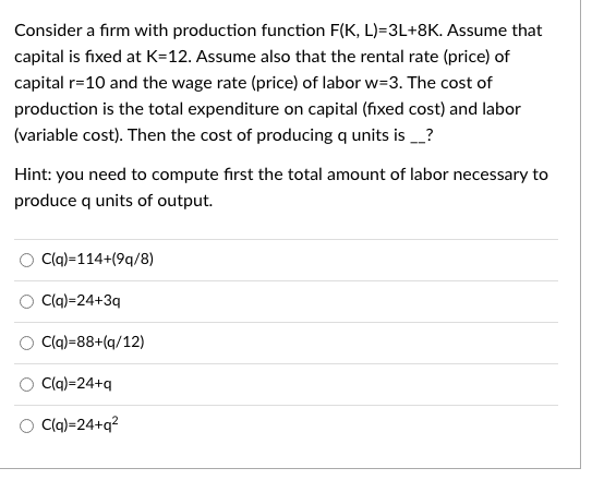 Answered Consider A Firm With Production Bartleby