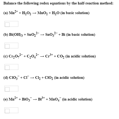 Answered: Balance the following redox equations… | bartleby