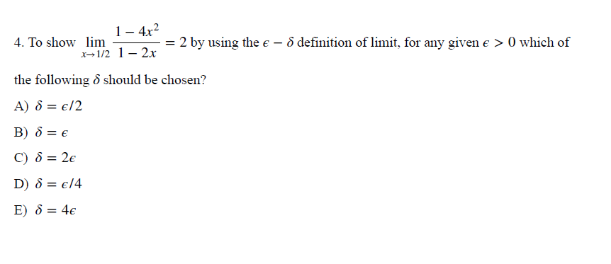 Answered 1 4x2 4 To Show Lim 2 By Using The Bartleby