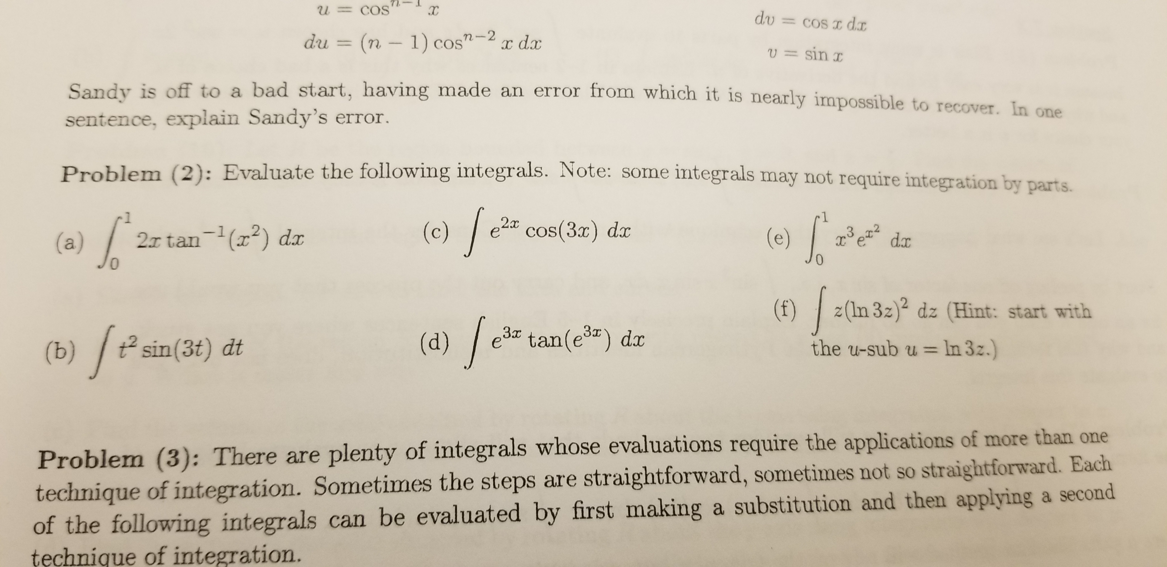 Answered U Cos Dv Cos I Di Du N 1 Cos 2 Bartleby