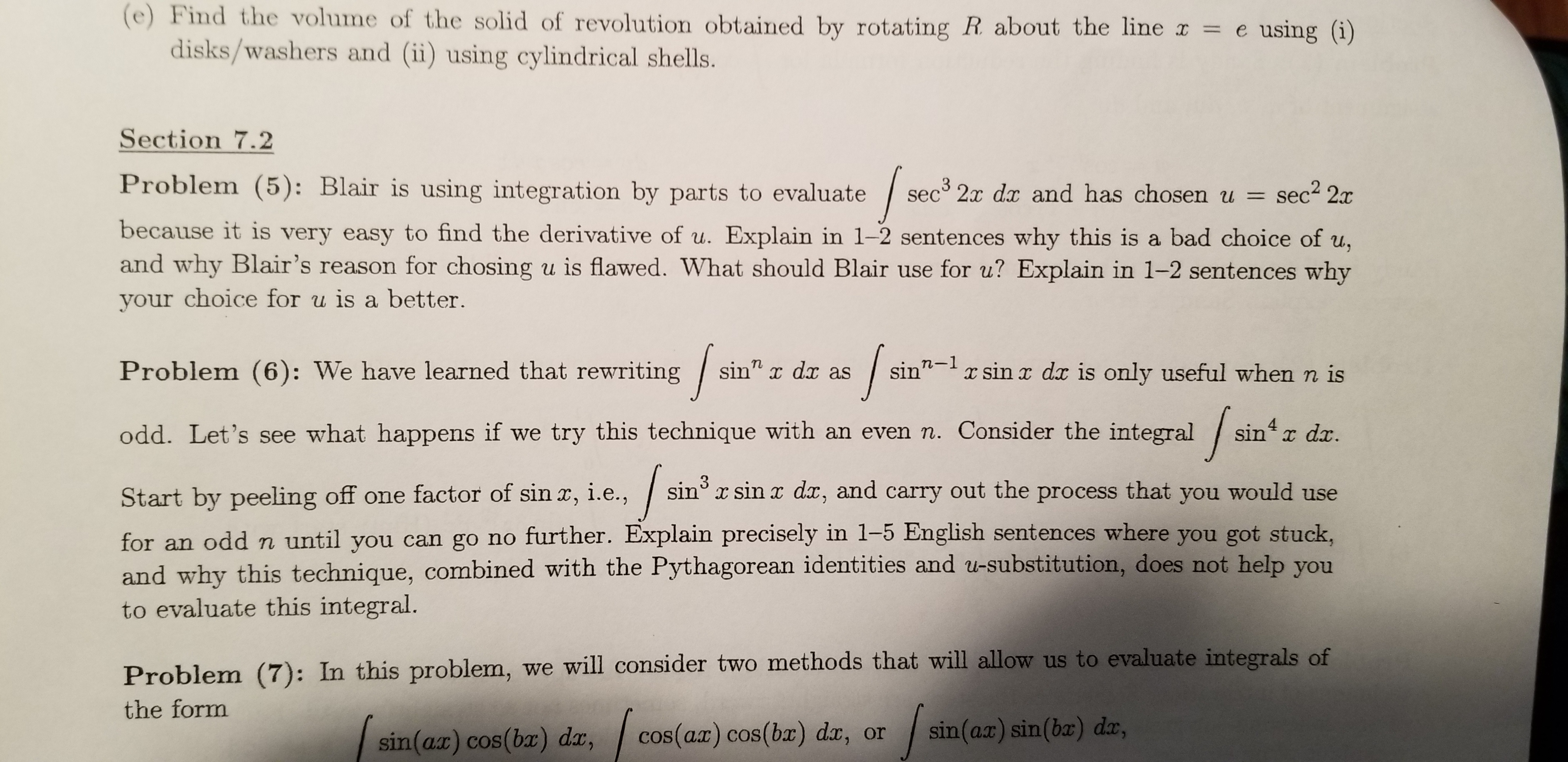 Answered E Find The Volume Of The Solid Of Bartleby