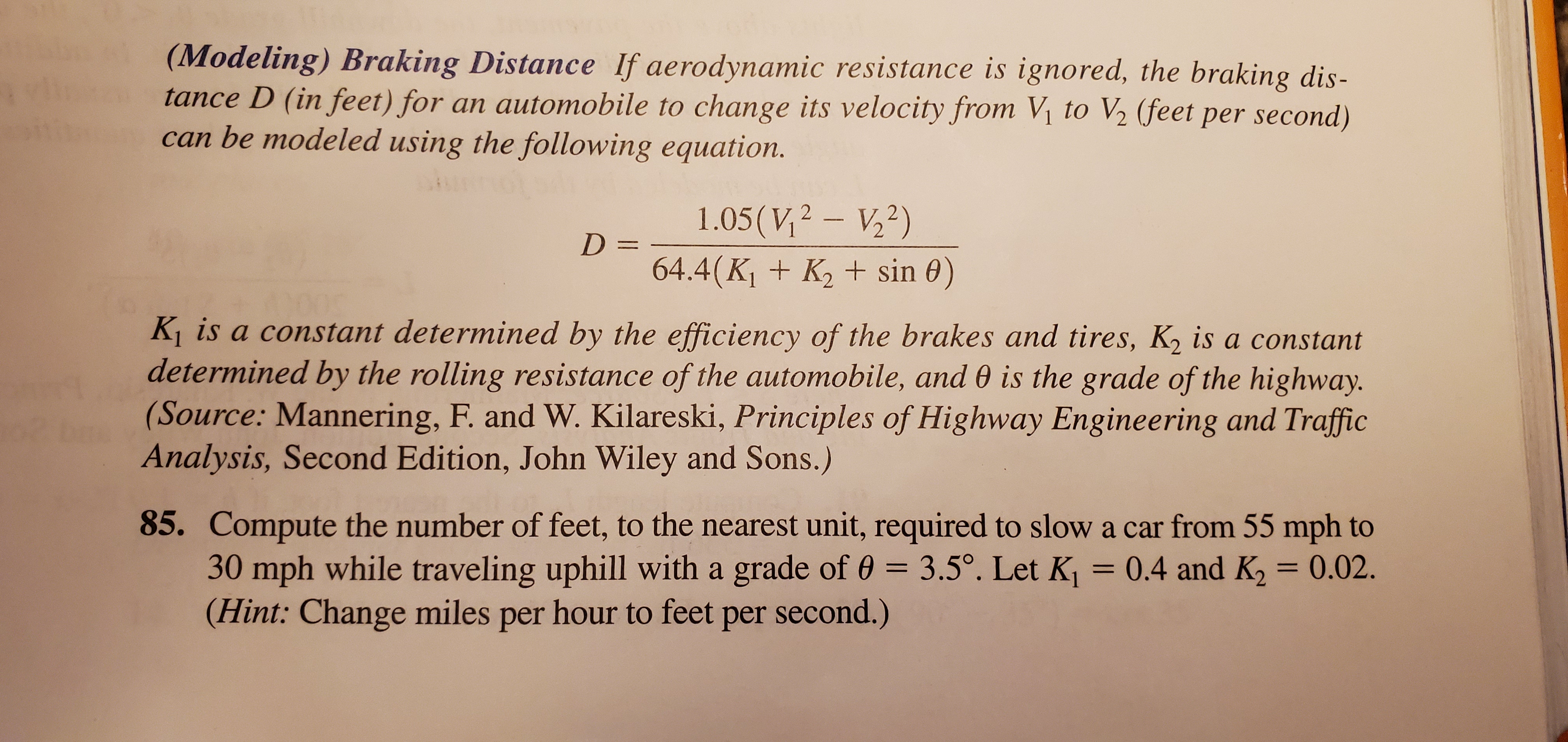 Answered Modeling Braking Distance If Bartleby