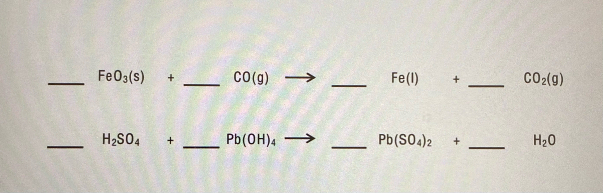 Answered Fe03 S Co G Fe 1 Co2 G H2so4 Bartle