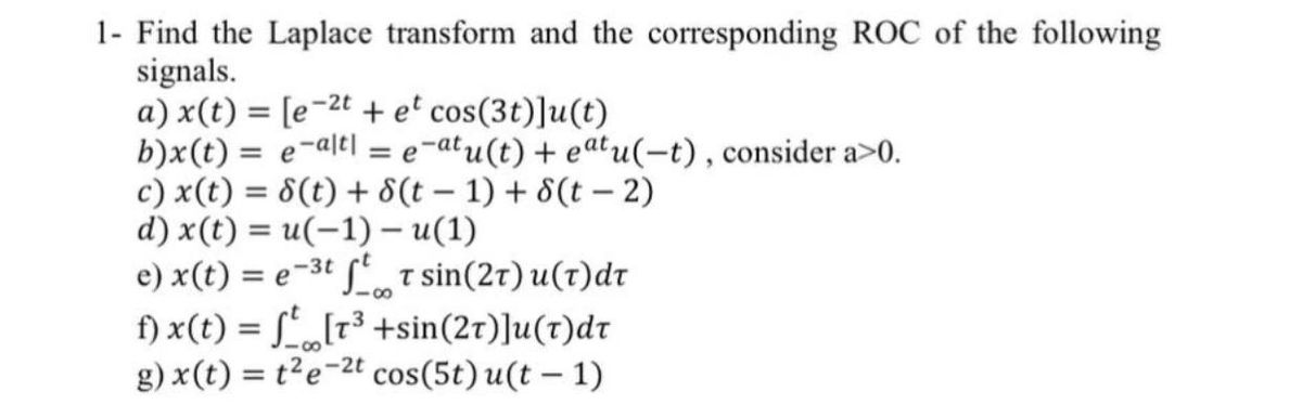 Answered 1 Find The Laplace Transform And The Bartleby