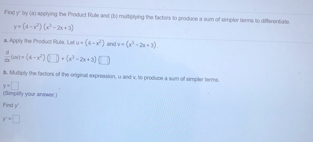 Answered Find Y By A Applying The Product Bartleby