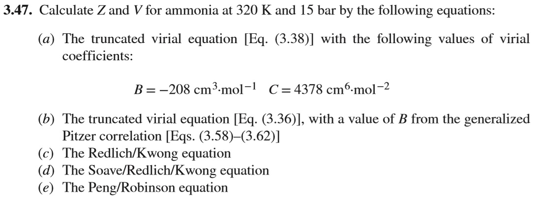 Answered Calculate Z And V For Ammonia At 3 K Bartleby