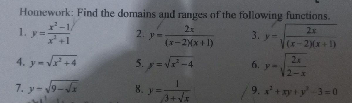 Answered Homework Find The Domains And Ranges Bartleby