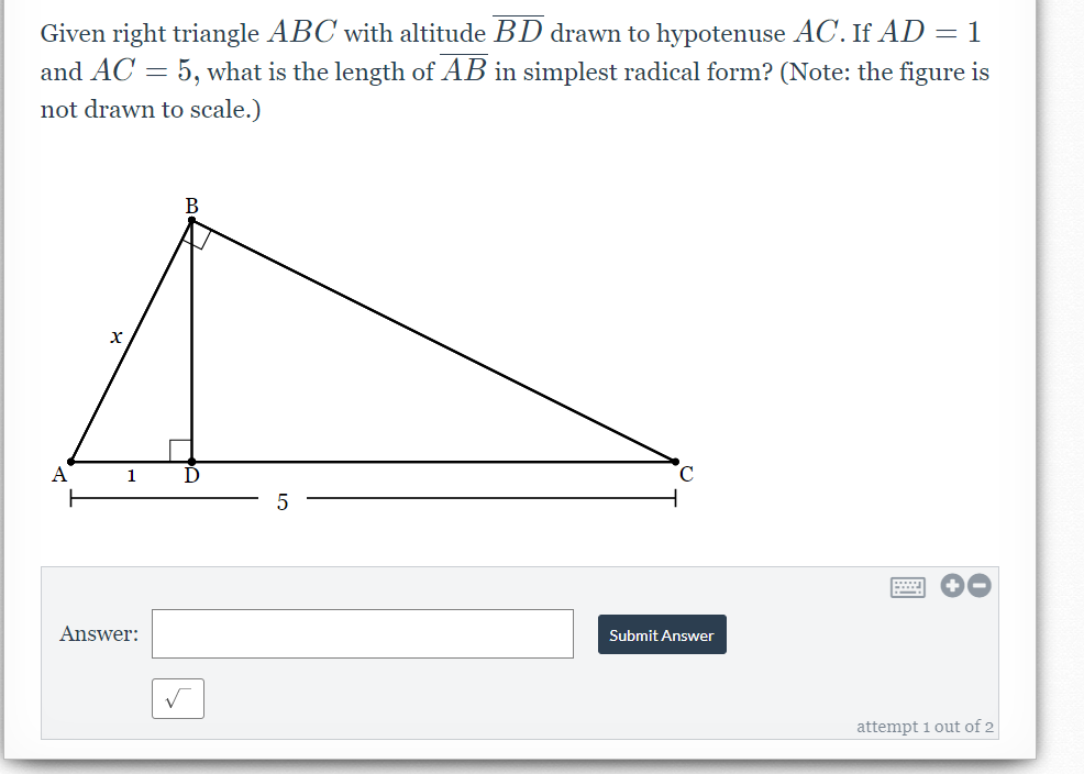 Answered: Given Right Triangle ABC With Altitude… | Bartleby