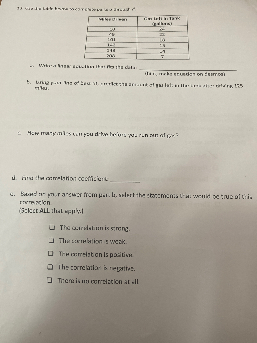 Answered 13 Use The Table Below To Complete Bartleby