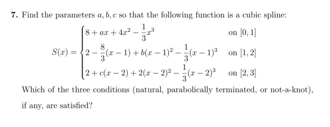 Answered 7 Find The Parameters A B C So That Bartleby