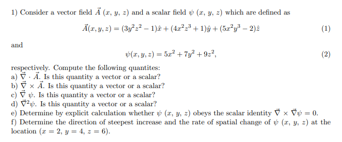 Answered 1 Consider A Vector Field A X Y Z Bartleby