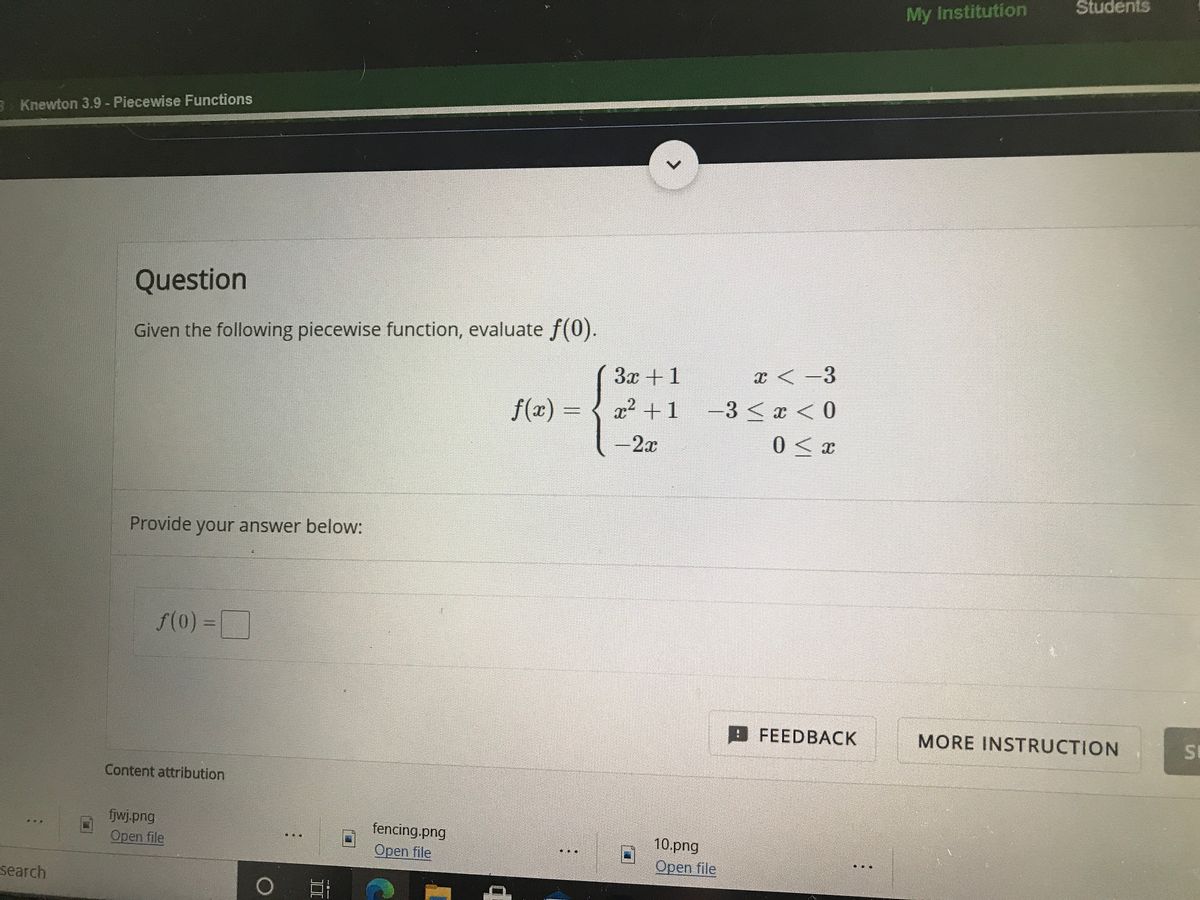 Answered: Given the following piecewise function,… | bartleby