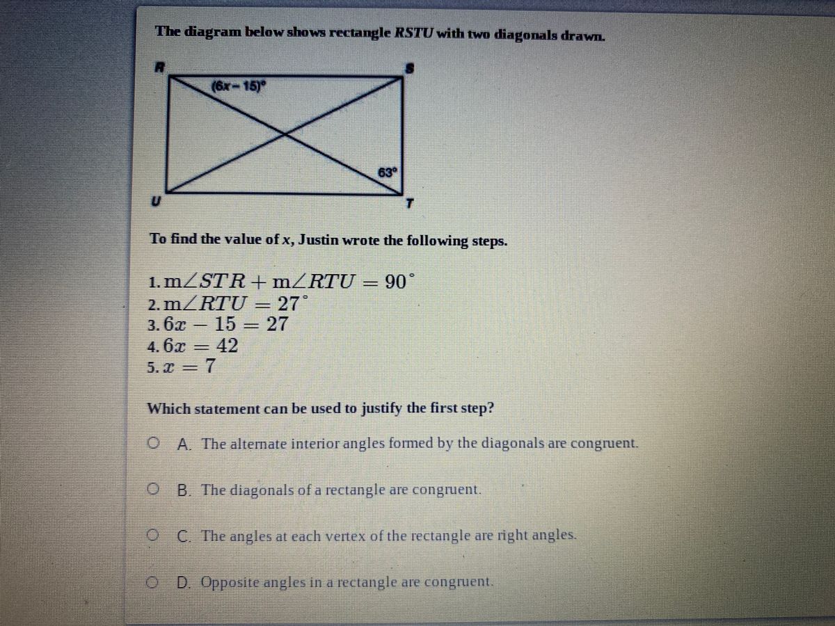 Answered The Diagram Below Shows Rectangle Rstu Bartleby