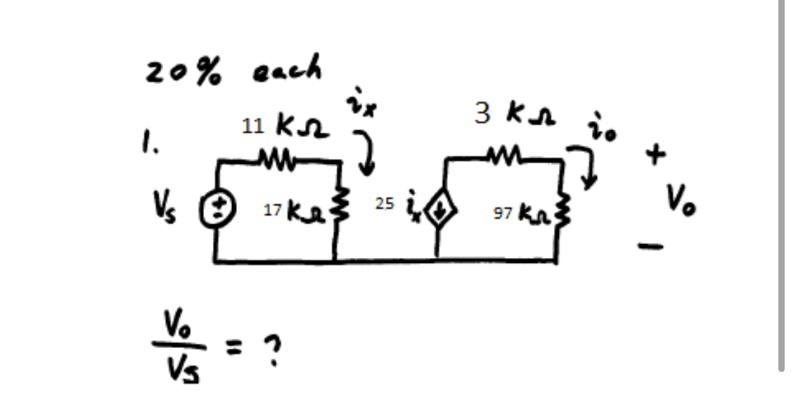 Answered: 3 kn i. 11 kr 1. Vo Vs O 25 iO 97 ka3… | bartleby