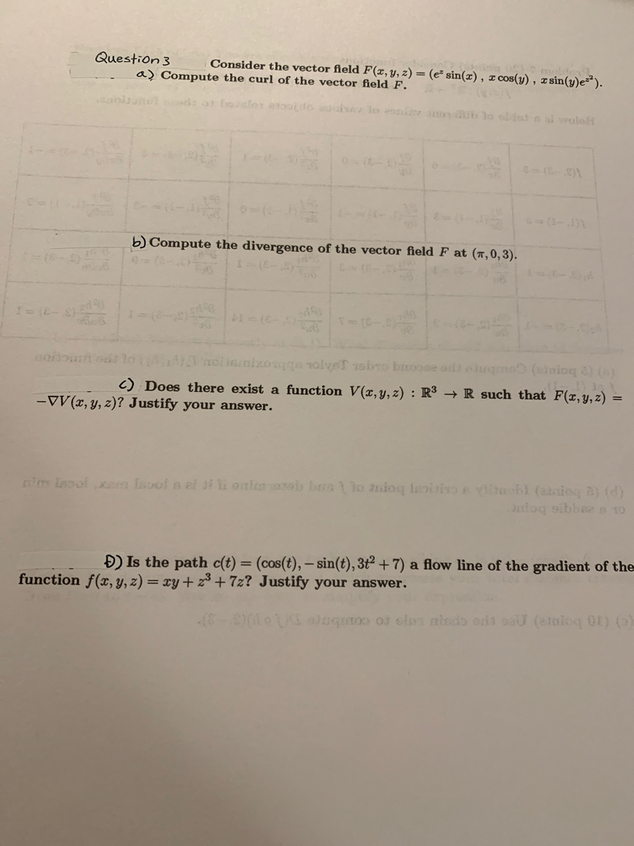 Answered Destion 3 A Compute The Curl Of The Bartleby