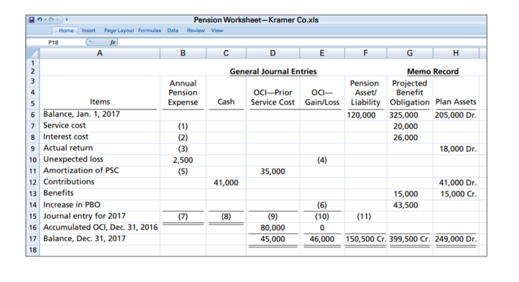 Answered: Pension Worksheet–Kramer Co.xls Home… | Bartleby