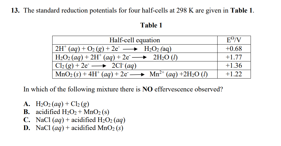 Answered: 13. The standard reduction potentials… | bartleby