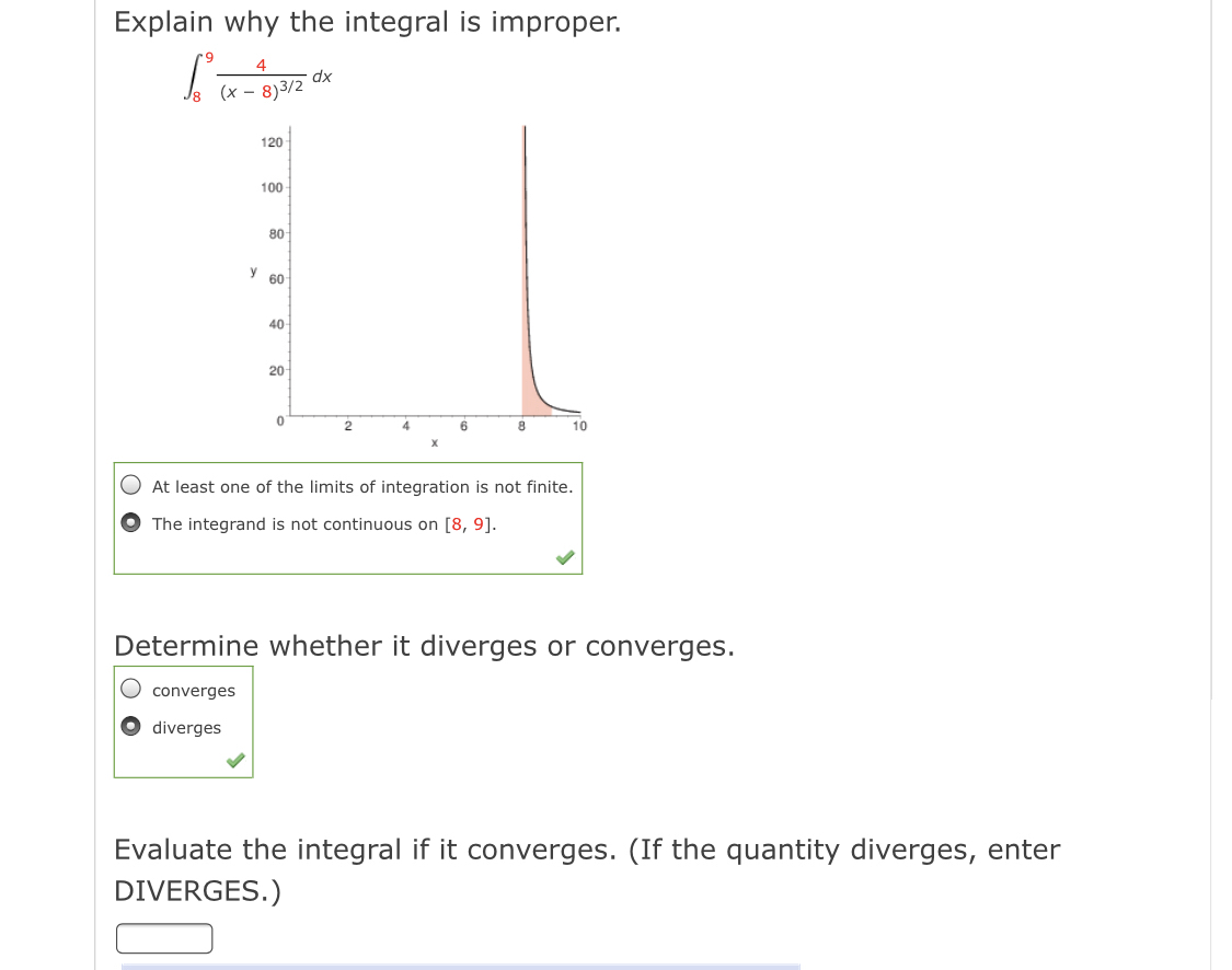 Answered Explain Why The Integral Is Improper 4 Bartleby