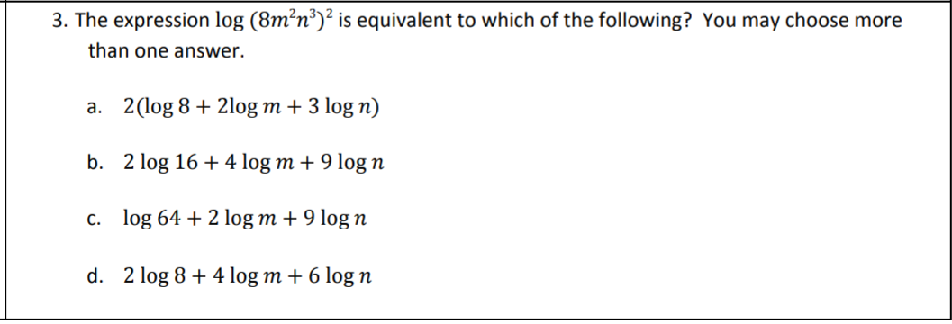 Answered 3 The Expression Log 8m N Is Bartleby