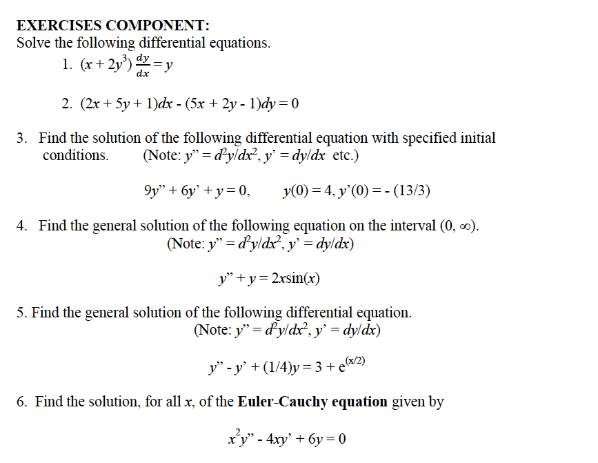 Answered Solve The Following Differential Bartleby