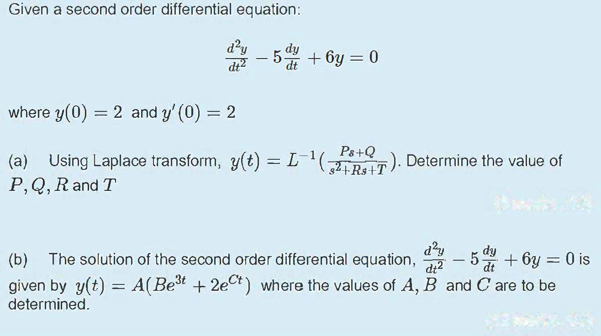 Answered Given A Second Order Differential Bartleby