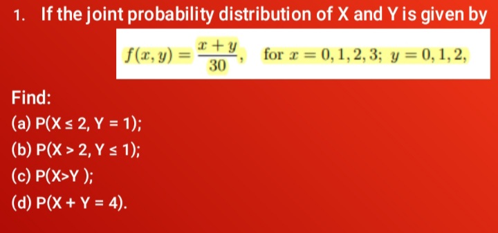 Answered X Y F X Y 30 For R 0 1 2 3 Y Bartleby