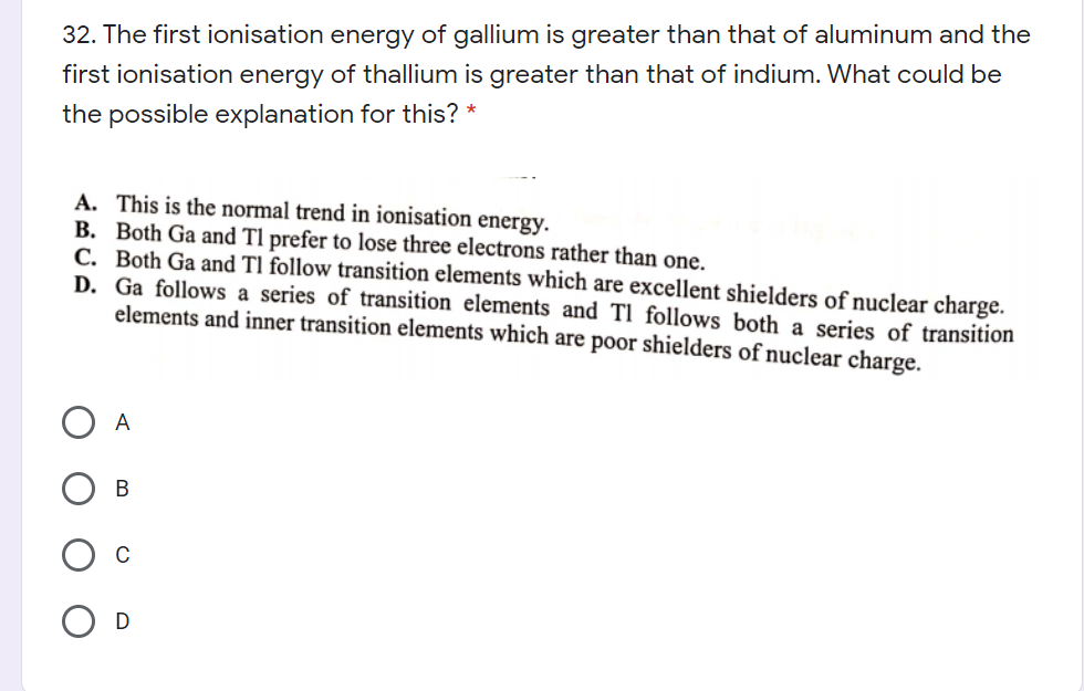 Answered 32 The First Ionisation Energy Of Bartleby