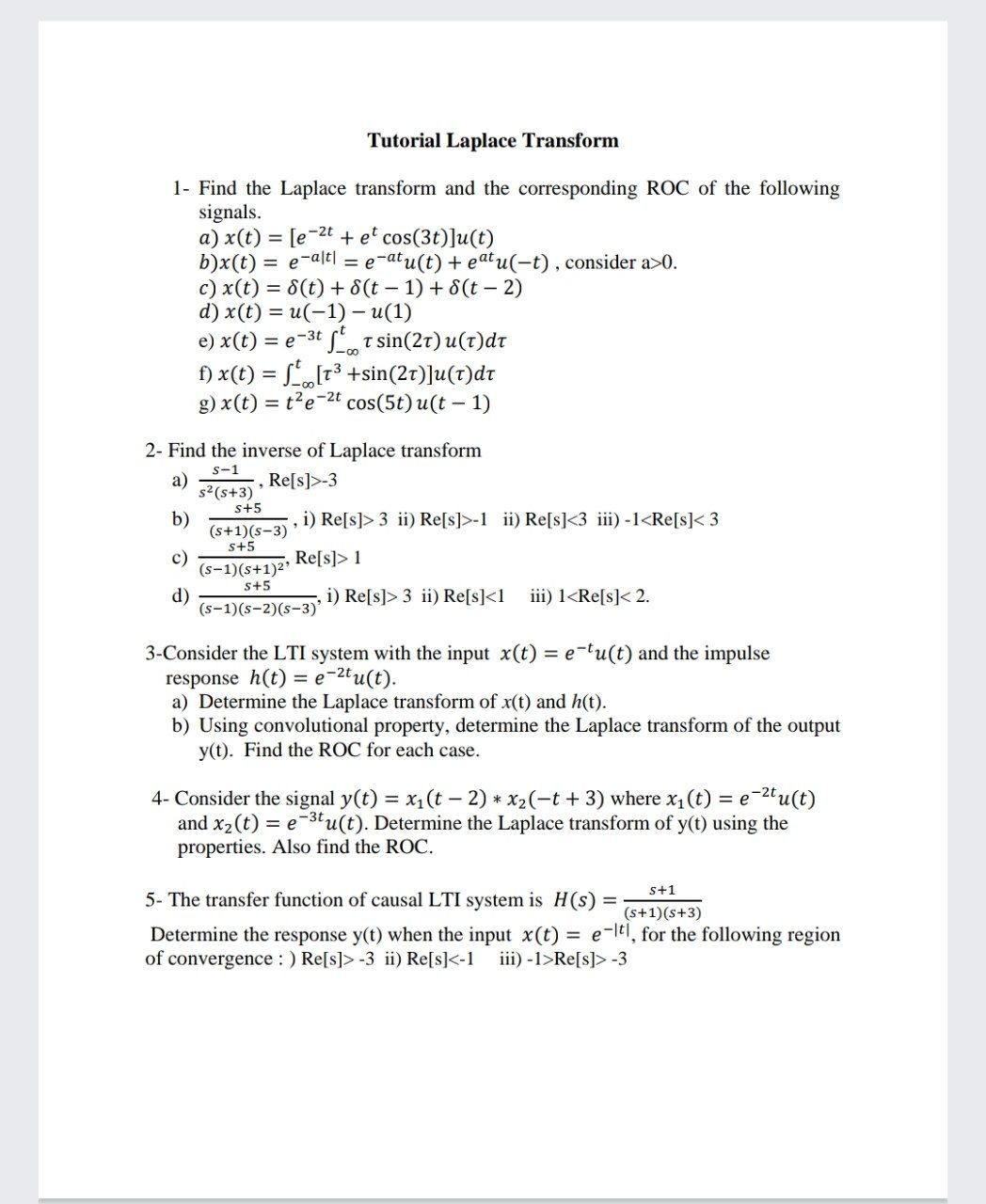 Answered Tutorial Laplace Transform 1 Find The Bartleby