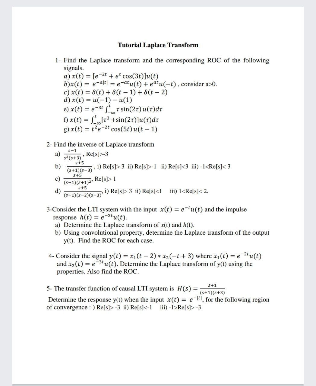 Answered 1 Find The Laplace Transform And The Bartleby