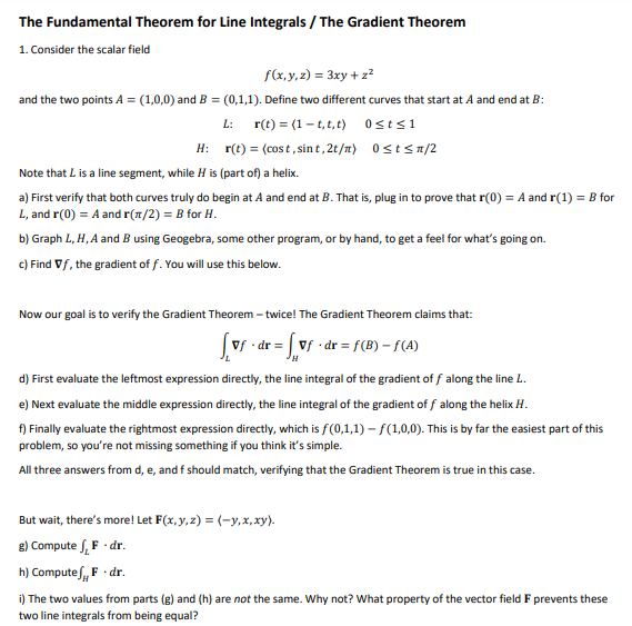 Answered The Fundamental Theorem For Line Bartleby