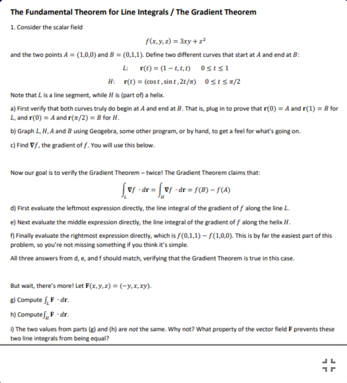 Answered The Fundamental Theorem For Line Bartleby