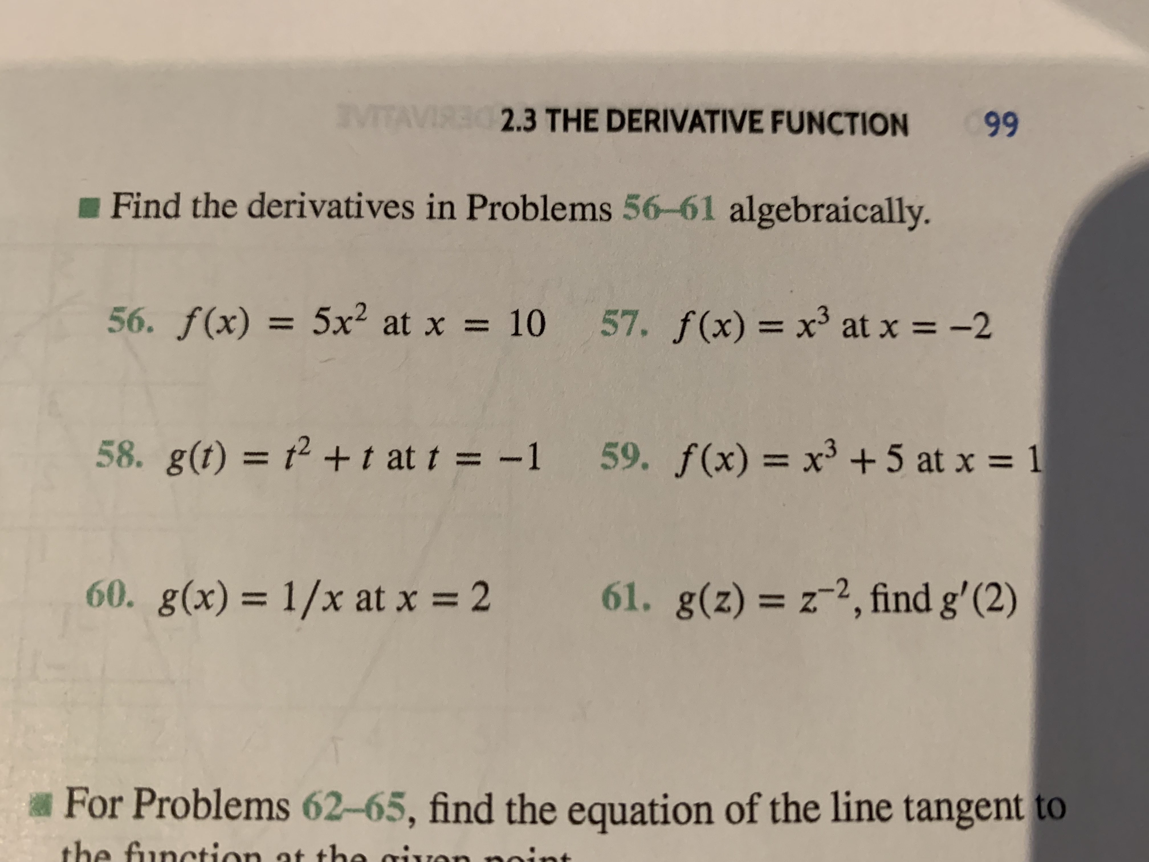 Answered Vitavire S3 The Derivative Function 99 Bartleby