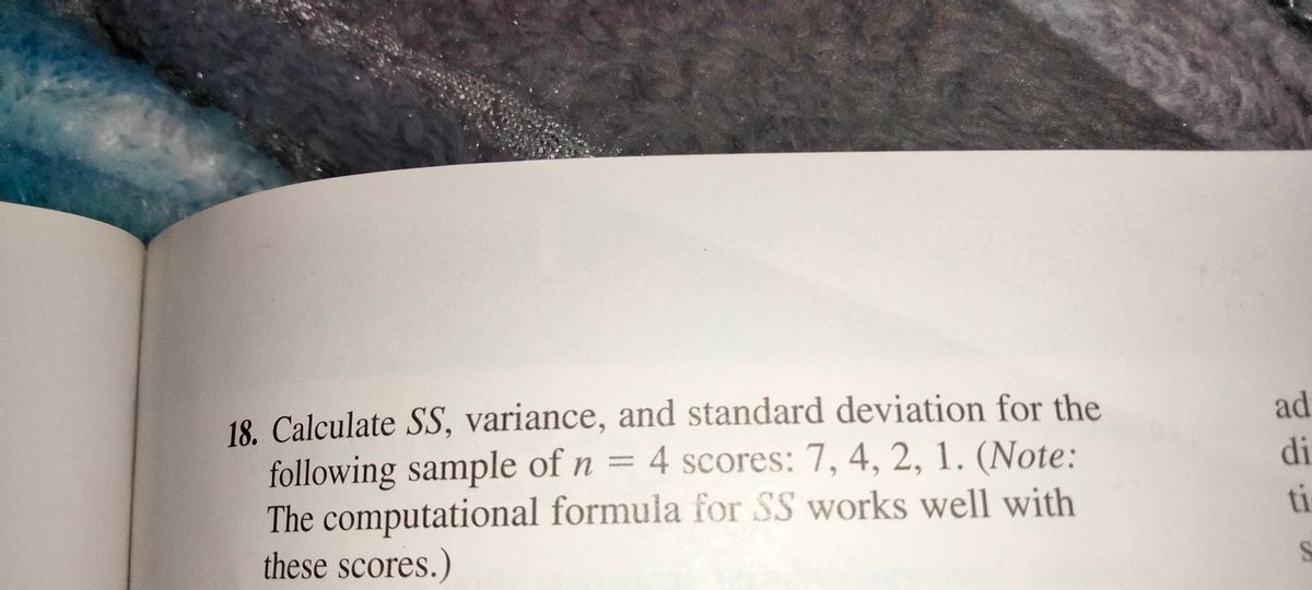 Answered Calculate Ss Variance And Standard Bartleby