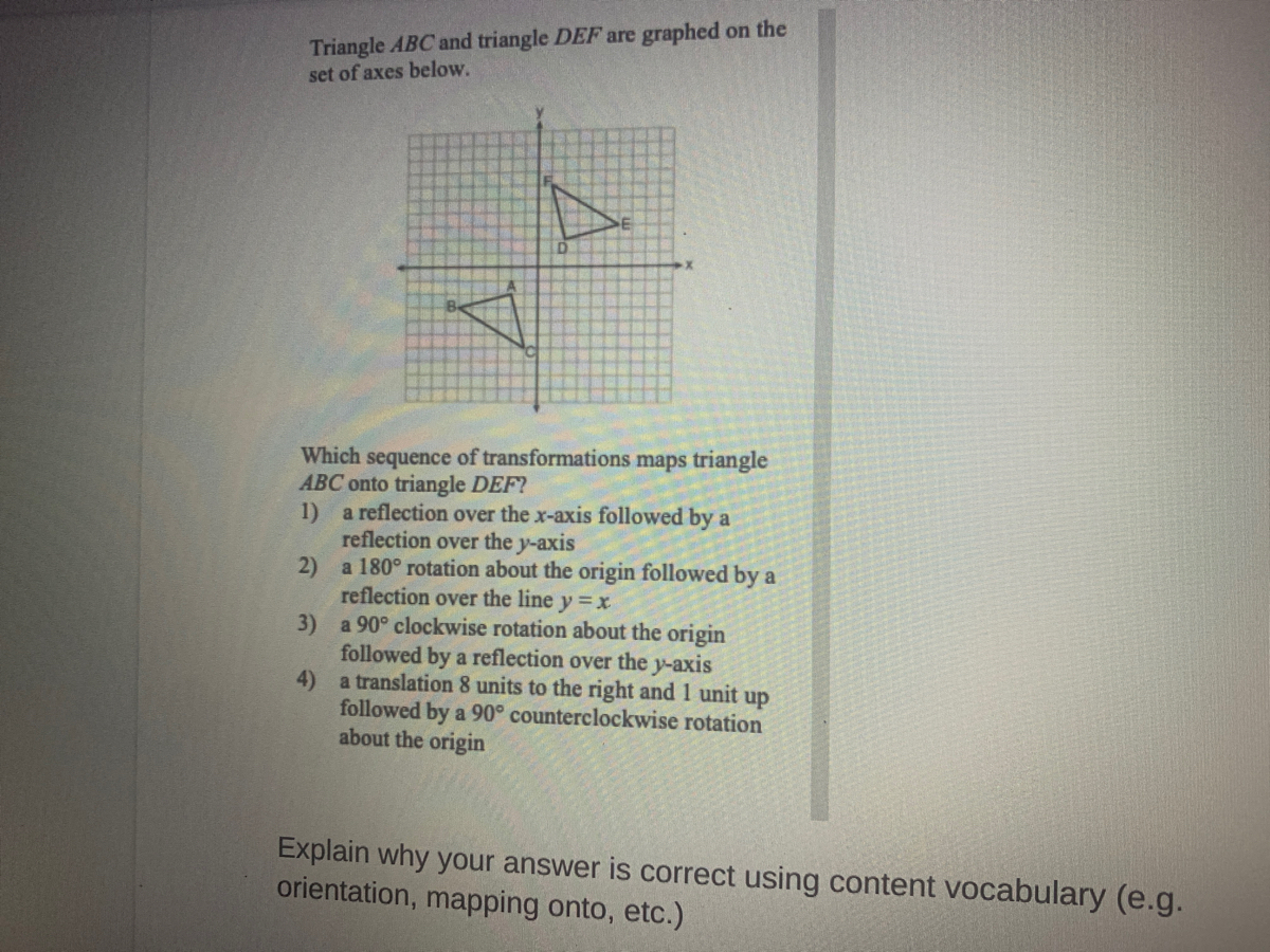 Answered: set of axes below. Which sequence of… | bartleby