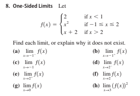 Answered 8 One Sided Limits Let If X 1 If Bartleby