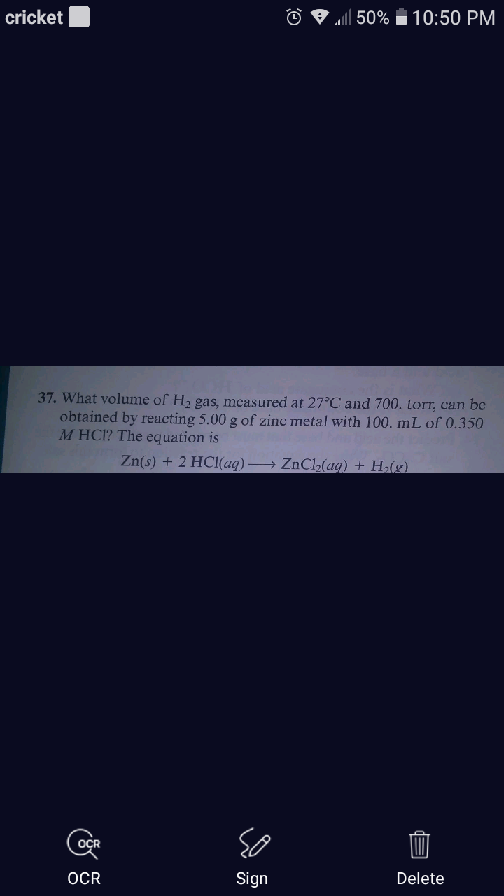 Answered 37 What Volume Of H Gas Measured At Bartleby