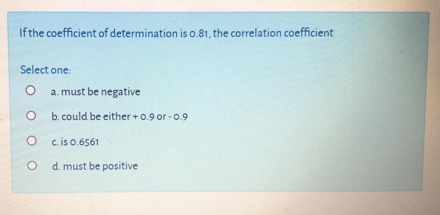 Answered If The Coefficient Of Determination Is Bartleby