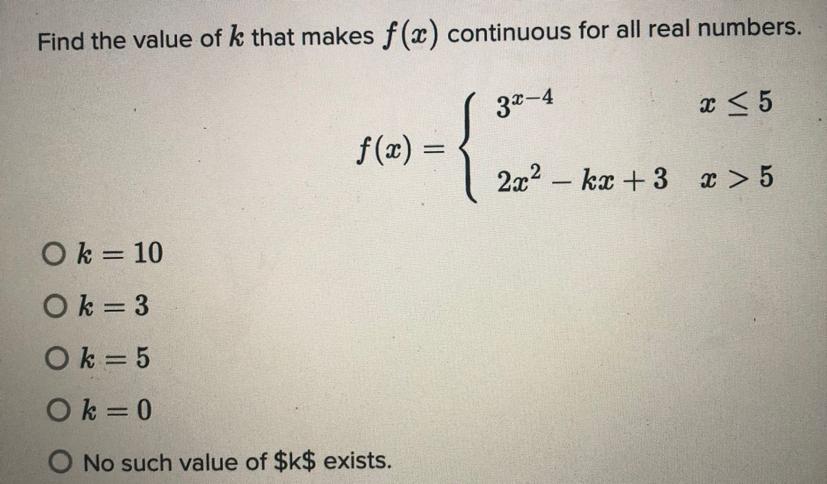 Answered Find The Value Of K That Makes F X Bartleby