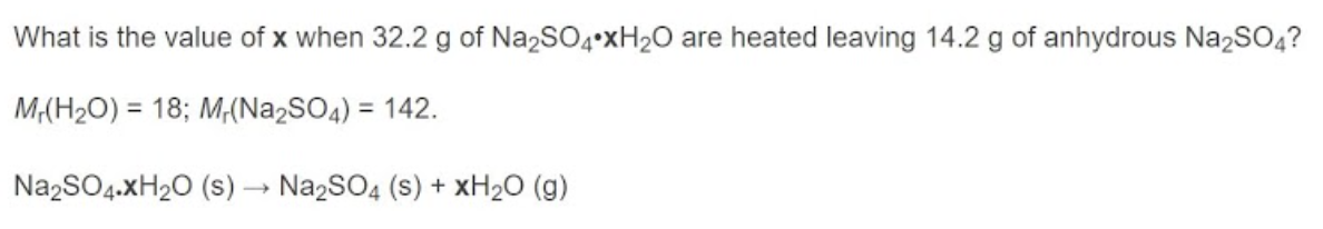 Answered: What is the value of x when 32.2 g of… | bartleby