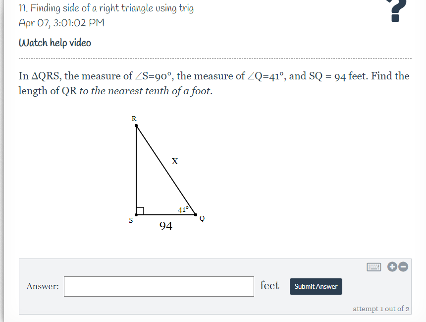 Answered: In AQRS, the measure of ZS=9o°, the… | bartleby