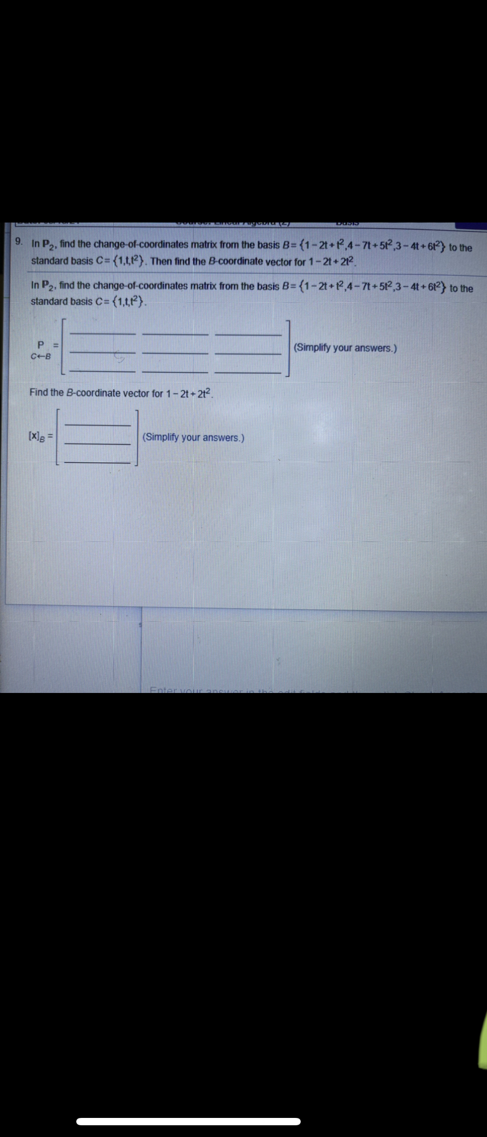 Answered In P2 Find The Change Of Coordinates Bartleby