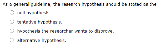 the research hypothesis should be stated as the